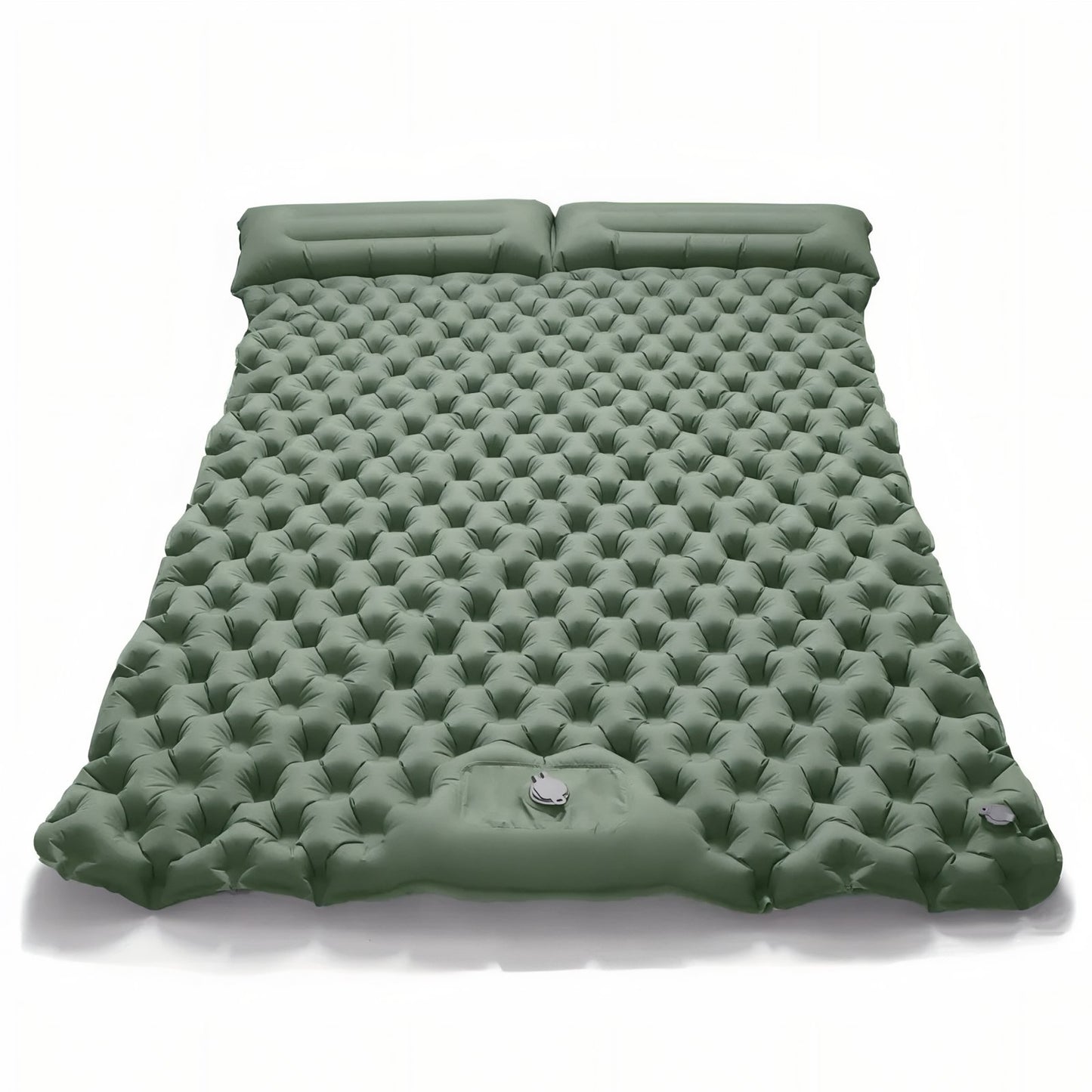 Matelas Gonflable Randonnée 2 Personnes Avec Coussin - Vert Olive