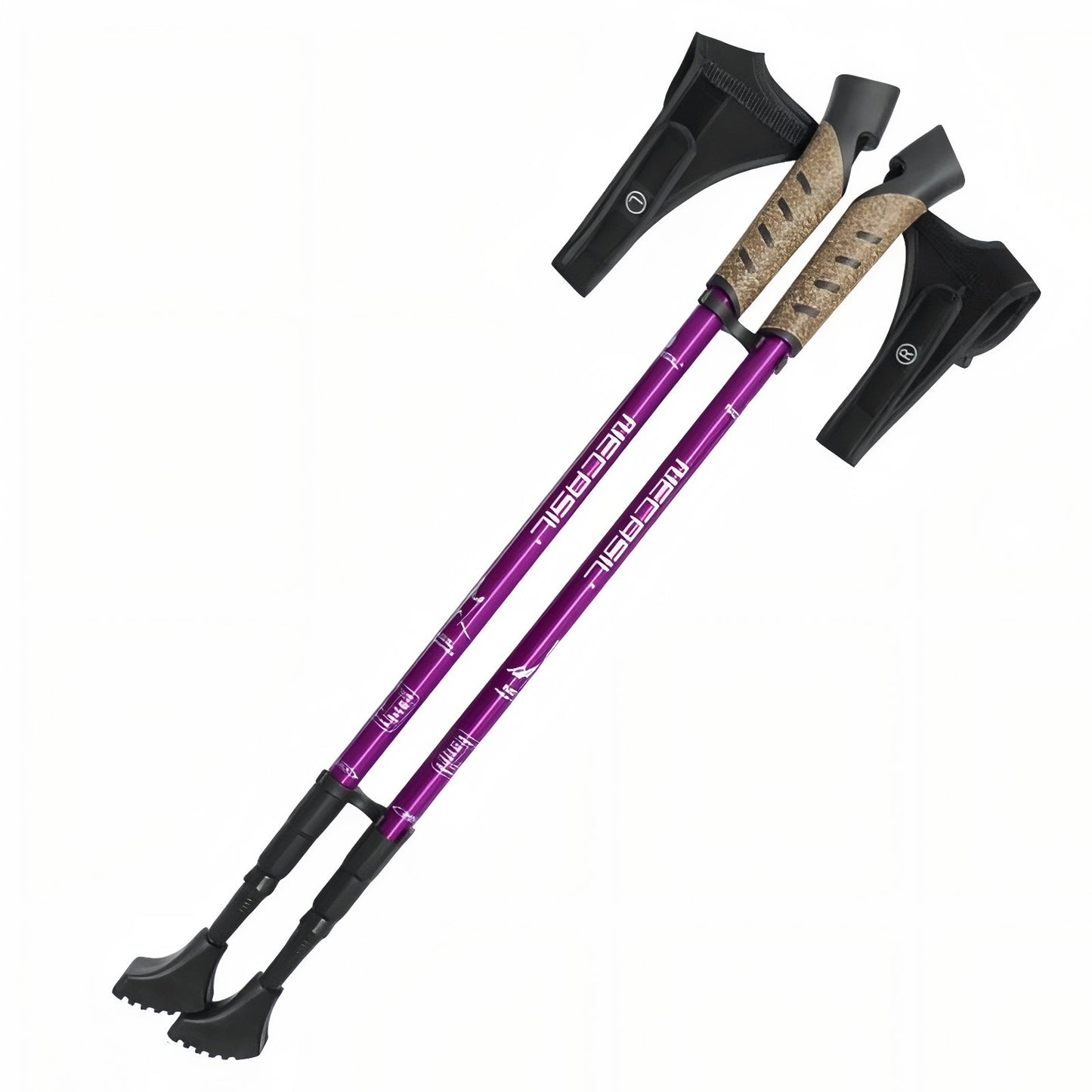 Bâton Marche Nordique Télescopique Aluminum - Violet Foncé - 2 Bâtons (Paire Complète)