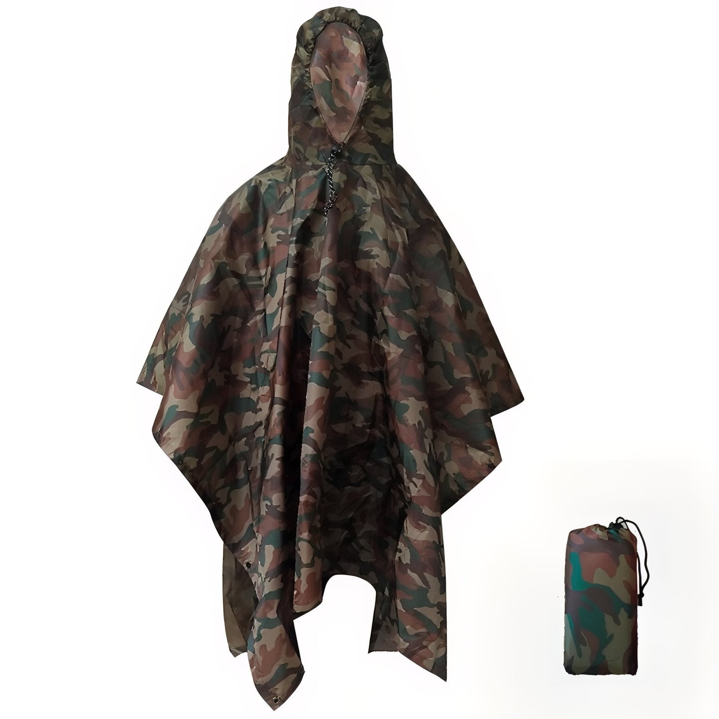 Poncho Imperméable de Randonnée - Vert Camouflage - Taille Unique