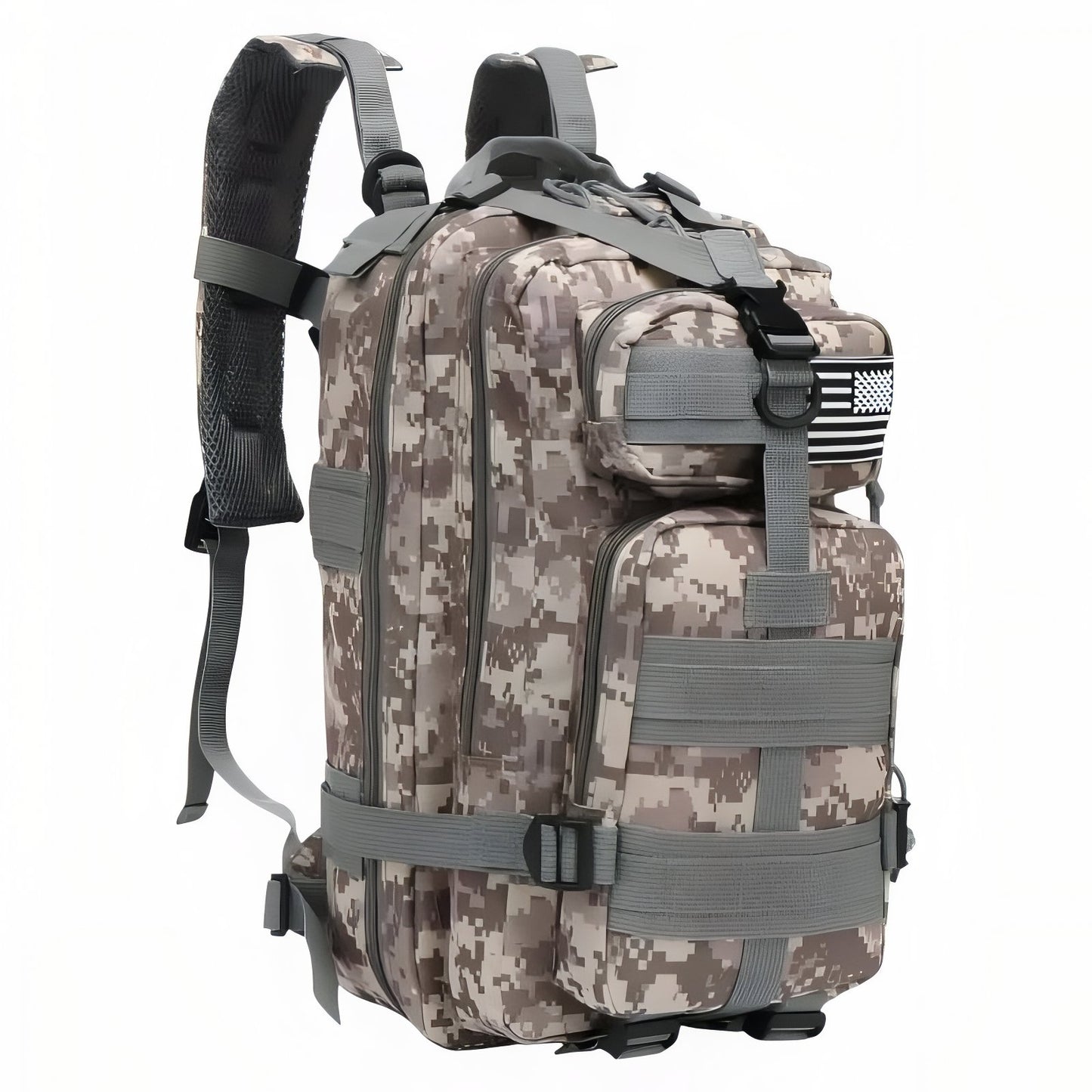 Sac à Dos Militaire Imperméable 30L/50L - Gris Camouflage (30L)