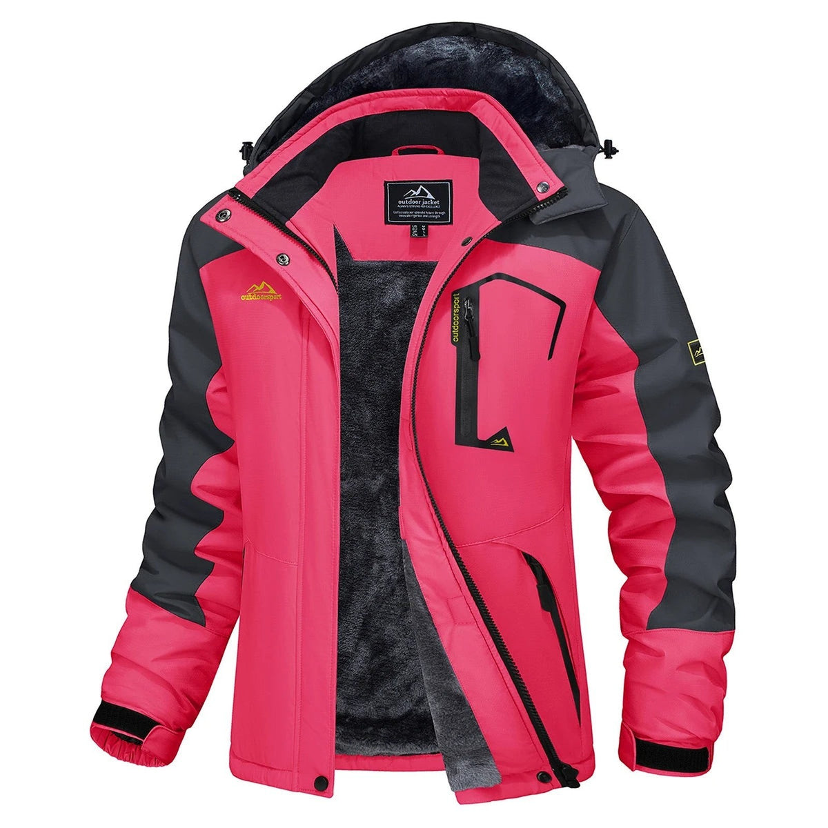 Veste Hiver Randonnée Femme Doublée Polaire - Rose Vif/Gris