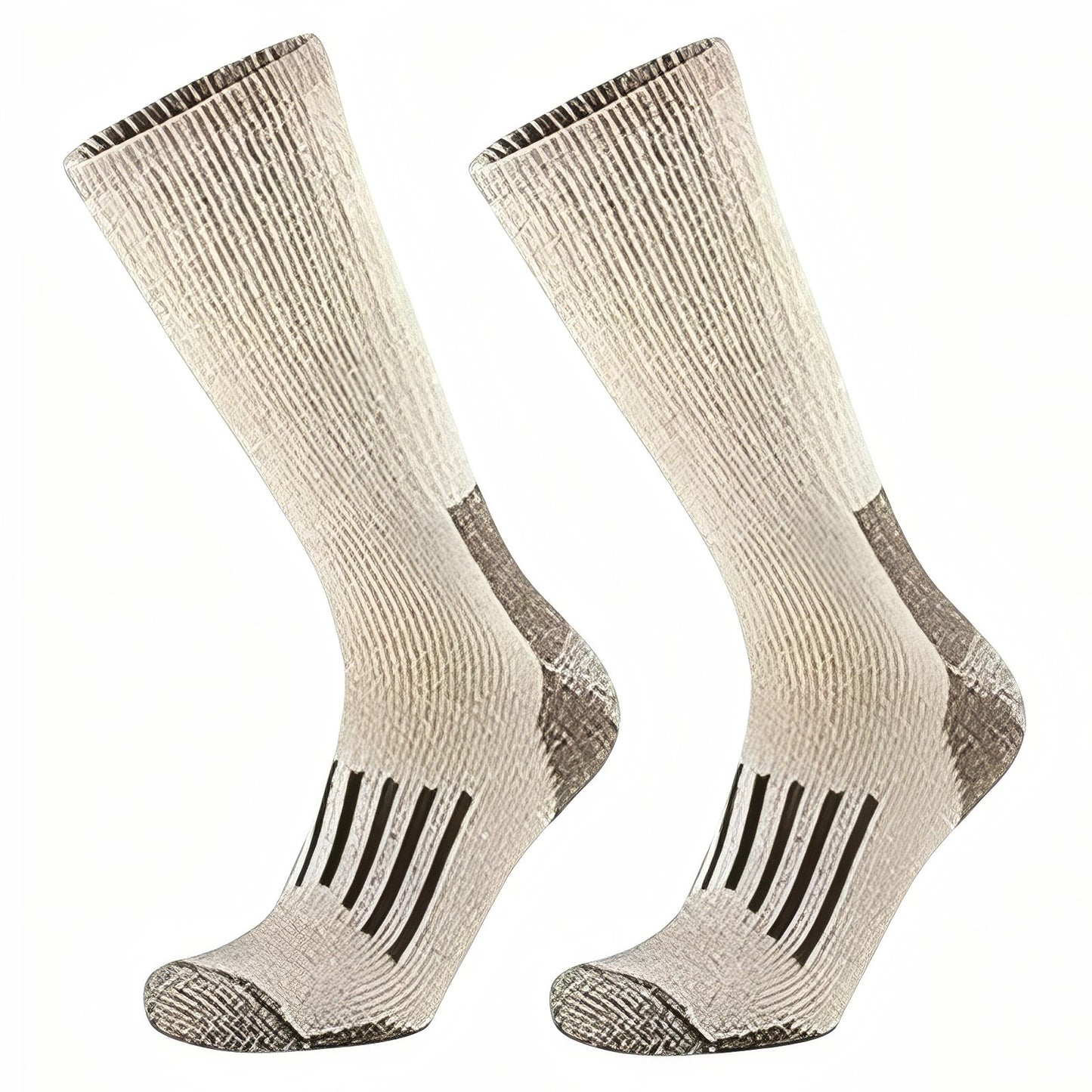 Chaussettes de Randonnée En Laine - Beige Clair et Marron