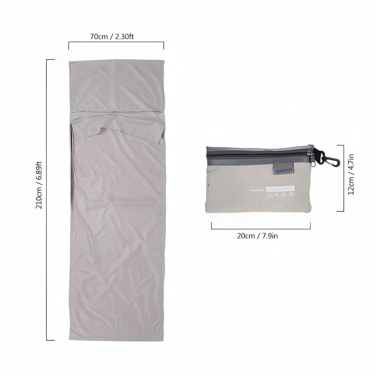 Drap De Sac De Couchage 210x70 Cm Avec Compartiment Oreiller - Idéal Camping, Randonnée, Voyages Et Auberges