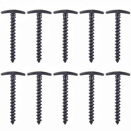 Piquet De Tente À Visser 10Pcs - Noir Mat