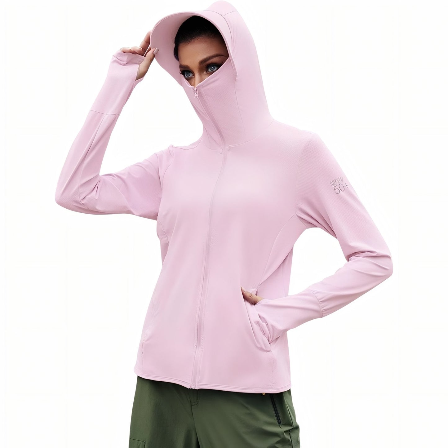 Veste Capuche Légère Randonnée Femme SPF 50+