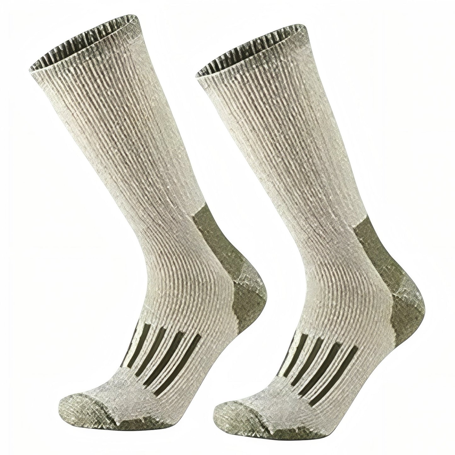 Chaussettes de Randonnée En Laine - Beige et Olive