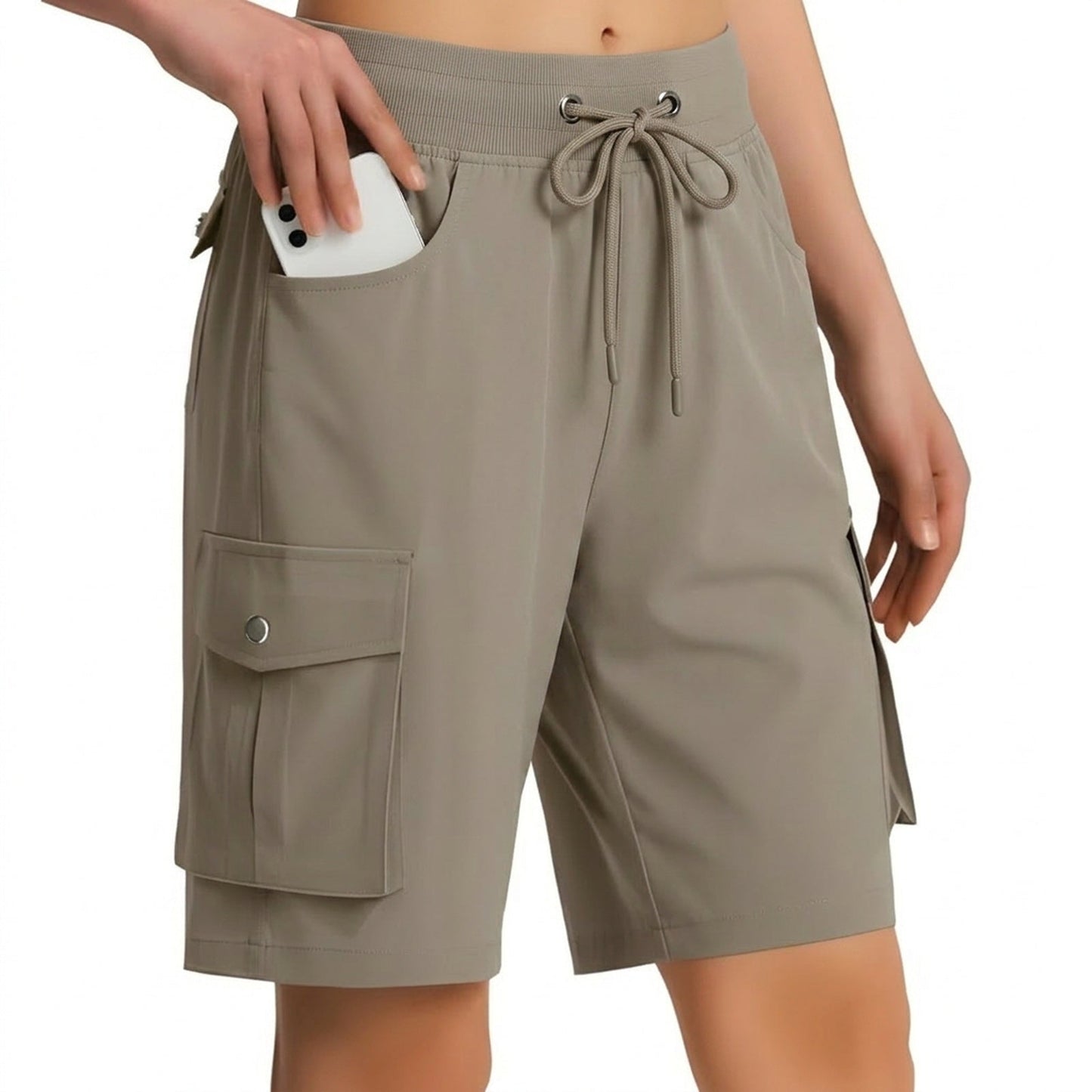 Short Long Randonnée Femme - Kaki Clair