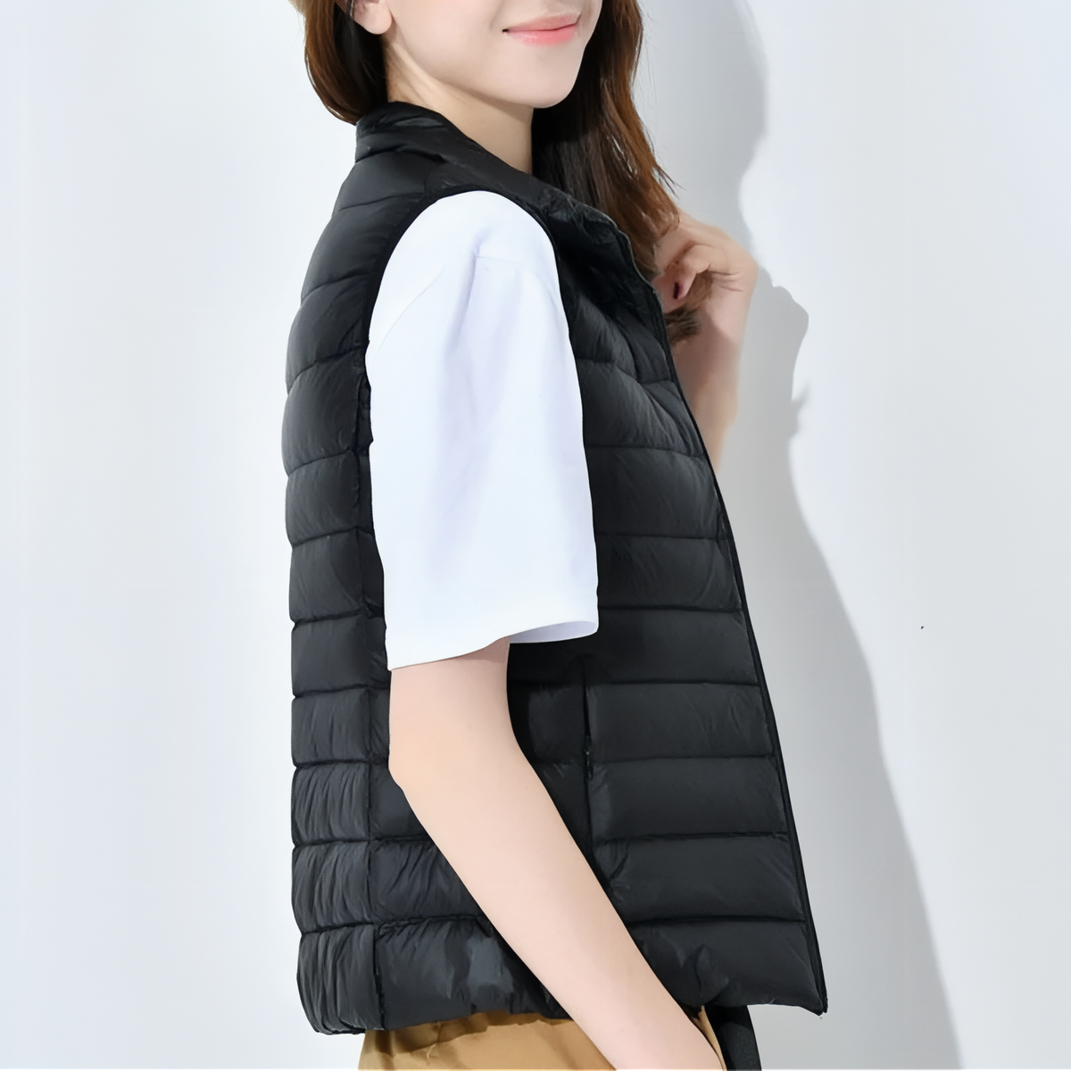 Gilet Sans Manches Femme Grande Taille Hiver - Doudoune Légère Avec Capuche Et Poches - Veste Outdoor Chaude Zippée