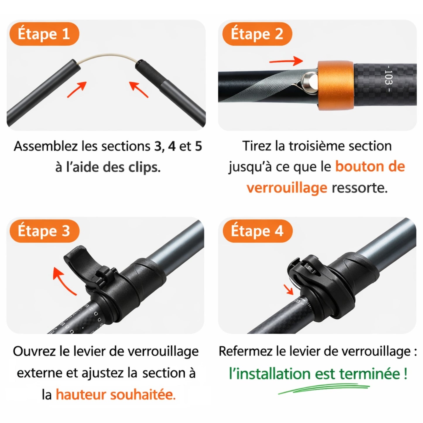 Bâton de Randonnée Pliable Carbone