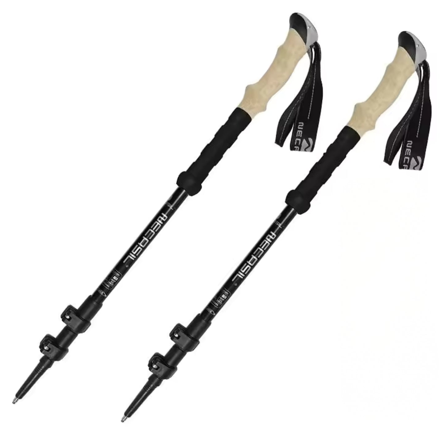 Bâton de Randonnée Ultra Léger 135CM - Noir - 2 Bâtons (Paire Complète)