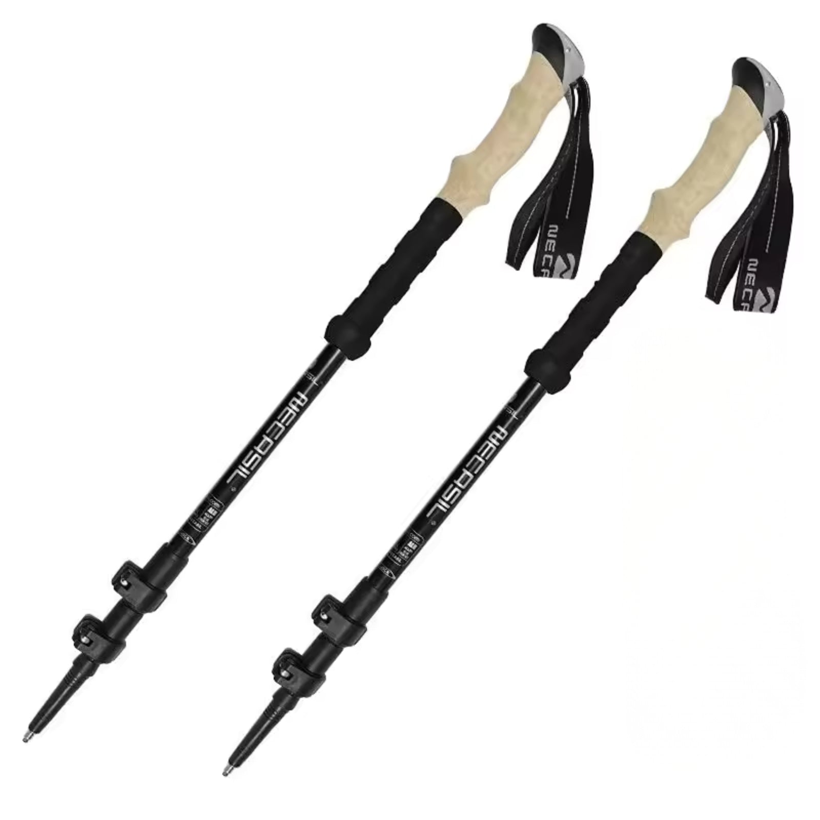 Bâton de Randonnée Ultra Léger 135CM - Noir - 2 Bâtons (Paire Complète)