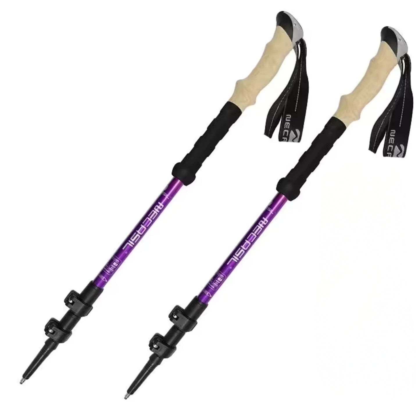 Bâton de Randonnée Ultra Léger 135CM - Violet - 2 Bâtons (Paire Complète)