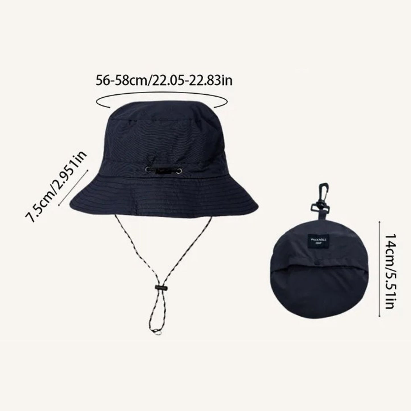 Chapeau Femme Été Randonnée guide des dimensions - Beige - Vert Olive - Rose - Noir - Gris Foncé - Bleu Marine - Terracotta