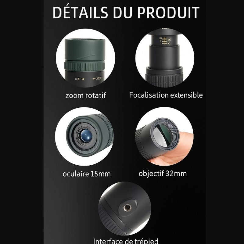 Monoculaire Compact détails du produit - Noir - Vert