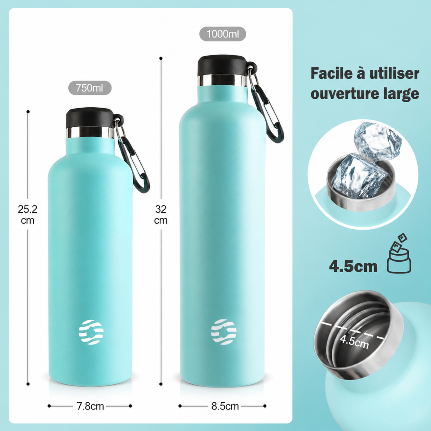 Gourde Inox Mousqueton
