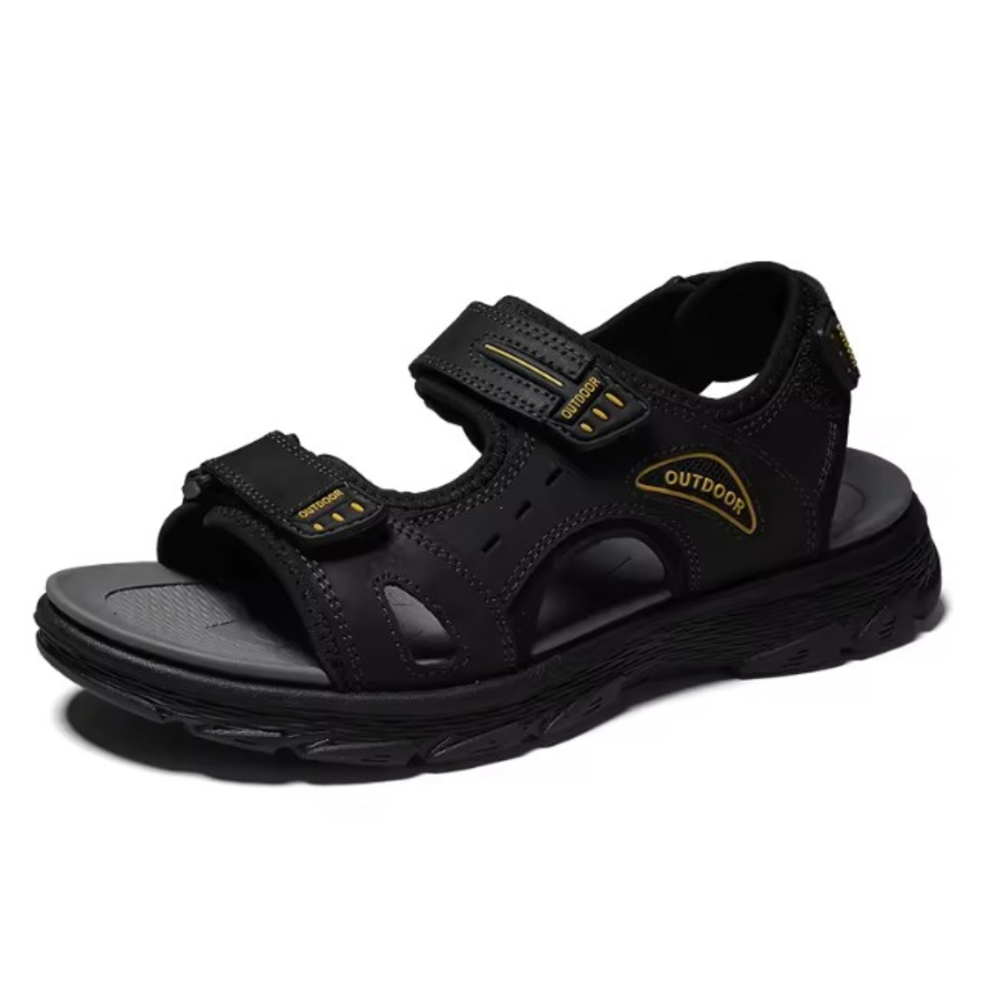 Sandales De Marche Homme Cuir - Noir