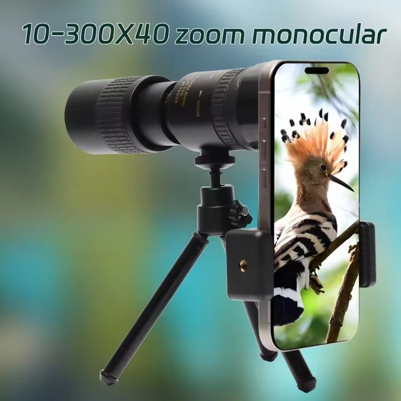Monoculaire Compact mise en situation avec smartphone - Noir - Vert