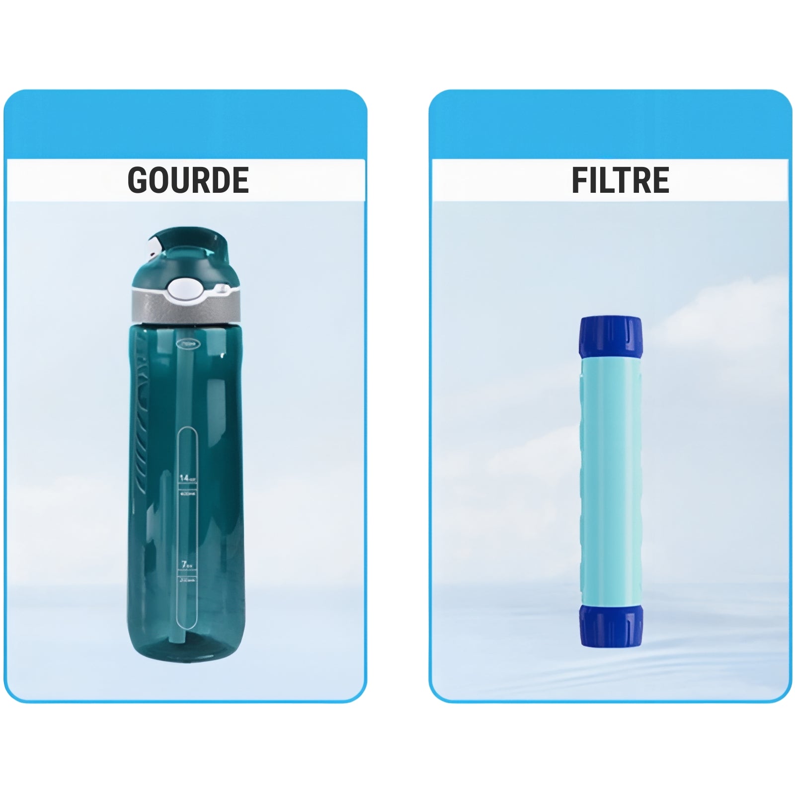 Gourde Filtrante Randonnée gros plan gourde - Vert
