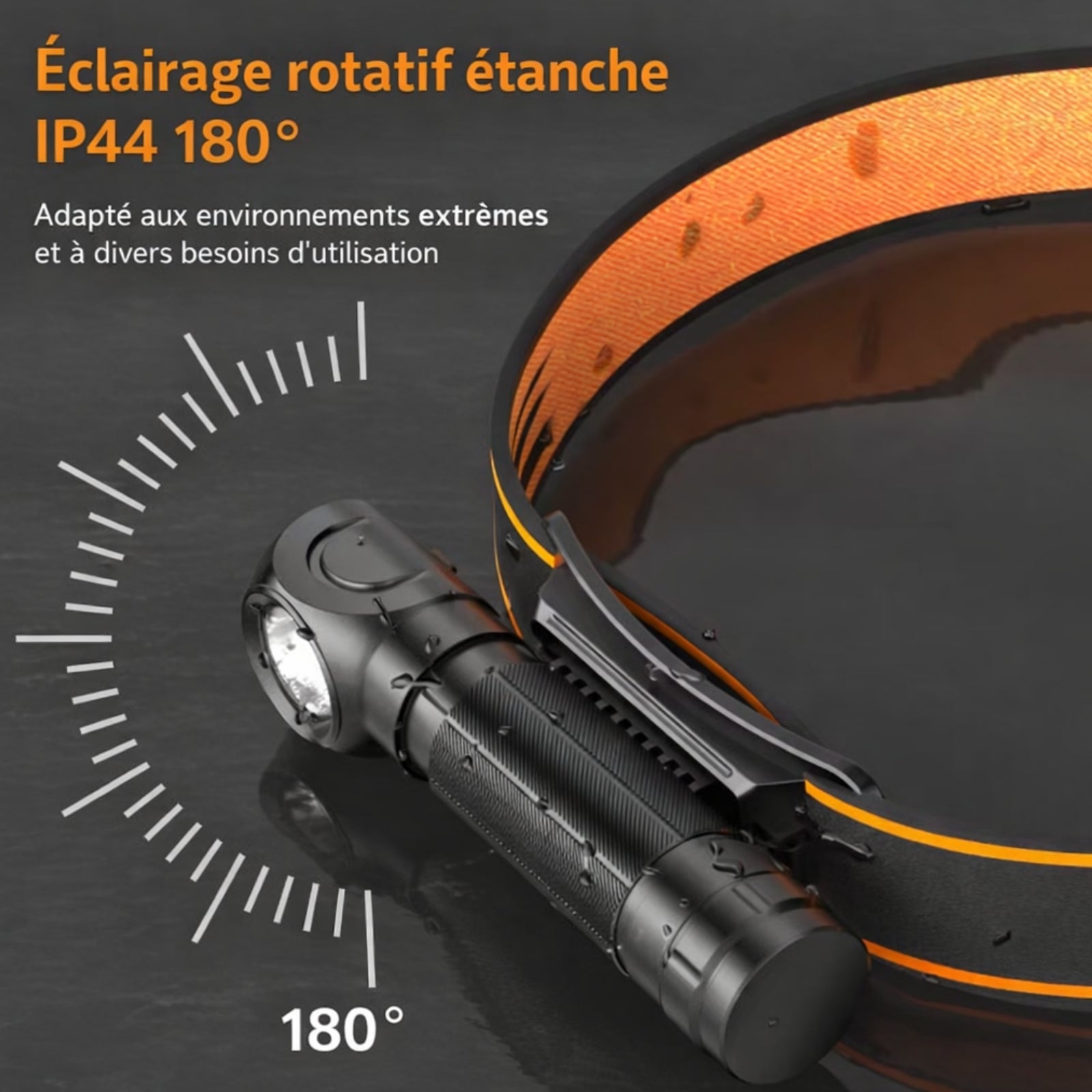Lampe De Poche Frontale gros plan éclairage rotatif - 2000mAh - 3400mAh