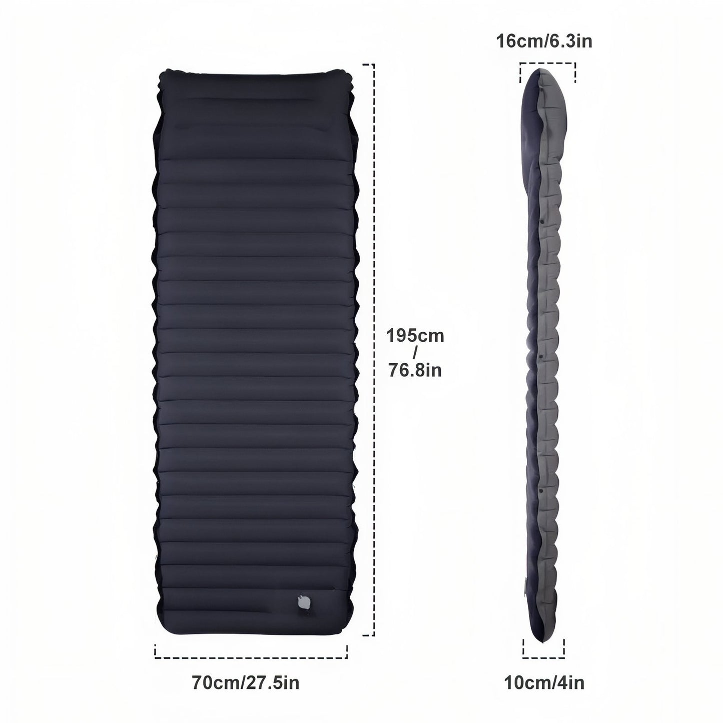 Matelas Camping Gonflable Confortable guide des dimensions - Noir - Vert Foncé - Marron