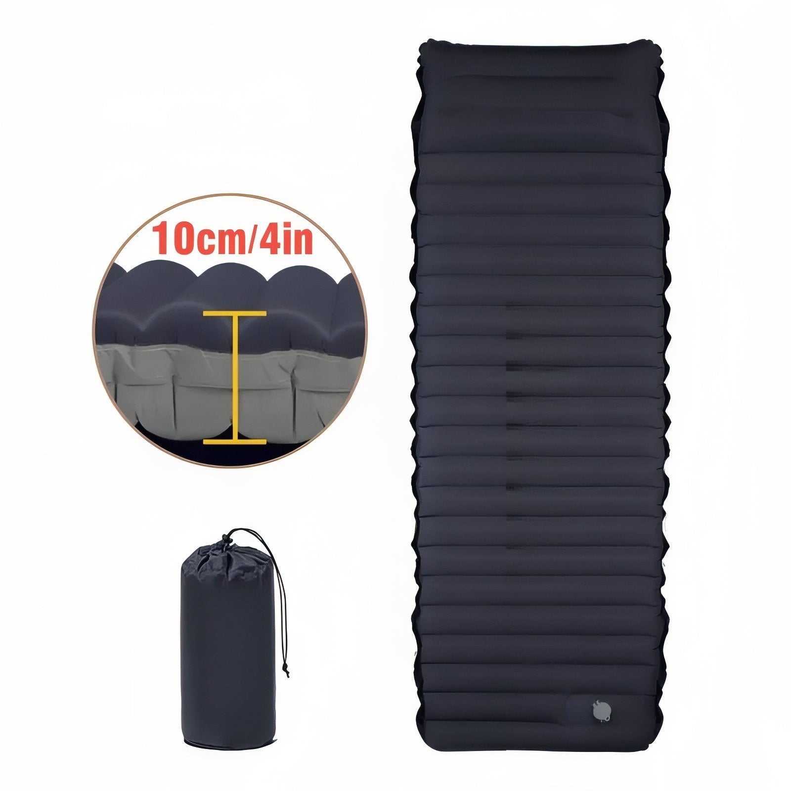 Matelas Camping Gonflable Confortable guide des dimensions - Noir - Vert Foncé - Marron
