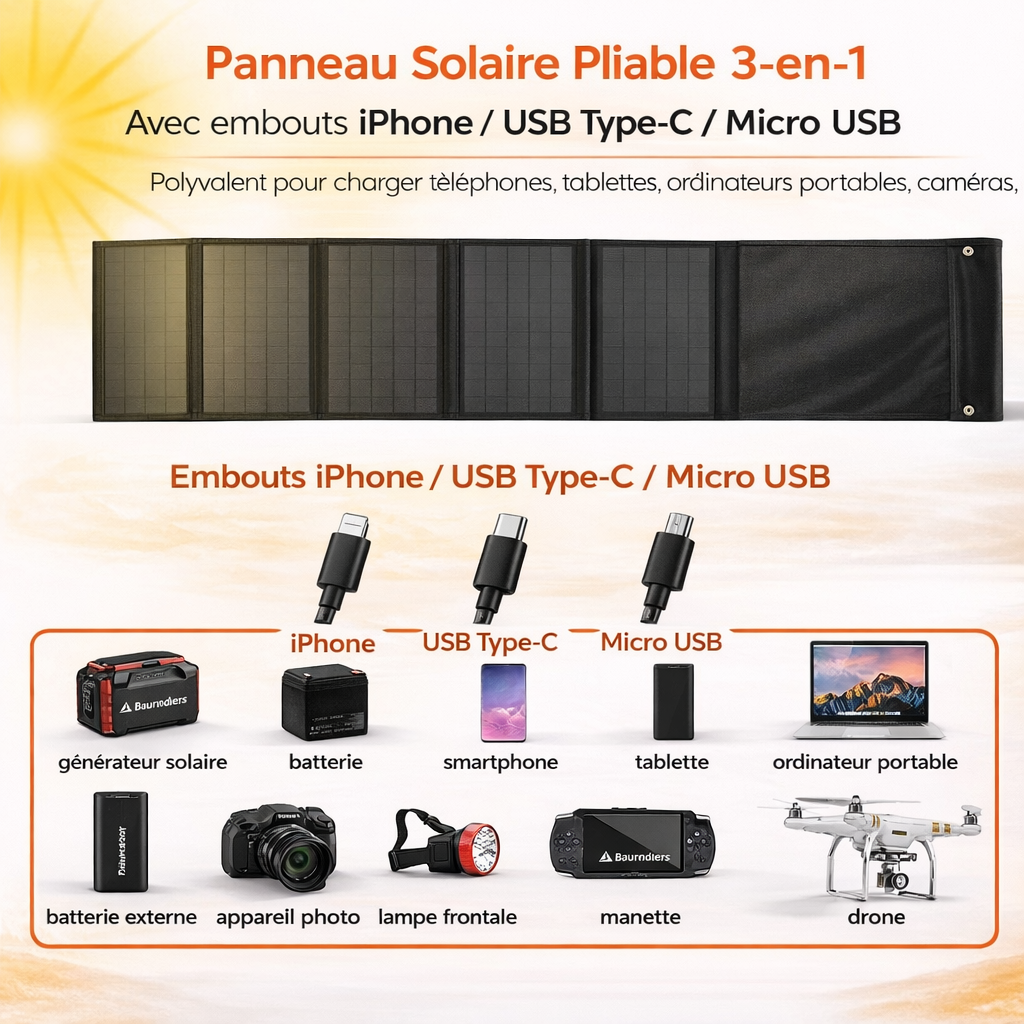 Panneau Solaire Pour Randonnée 30W / 50W