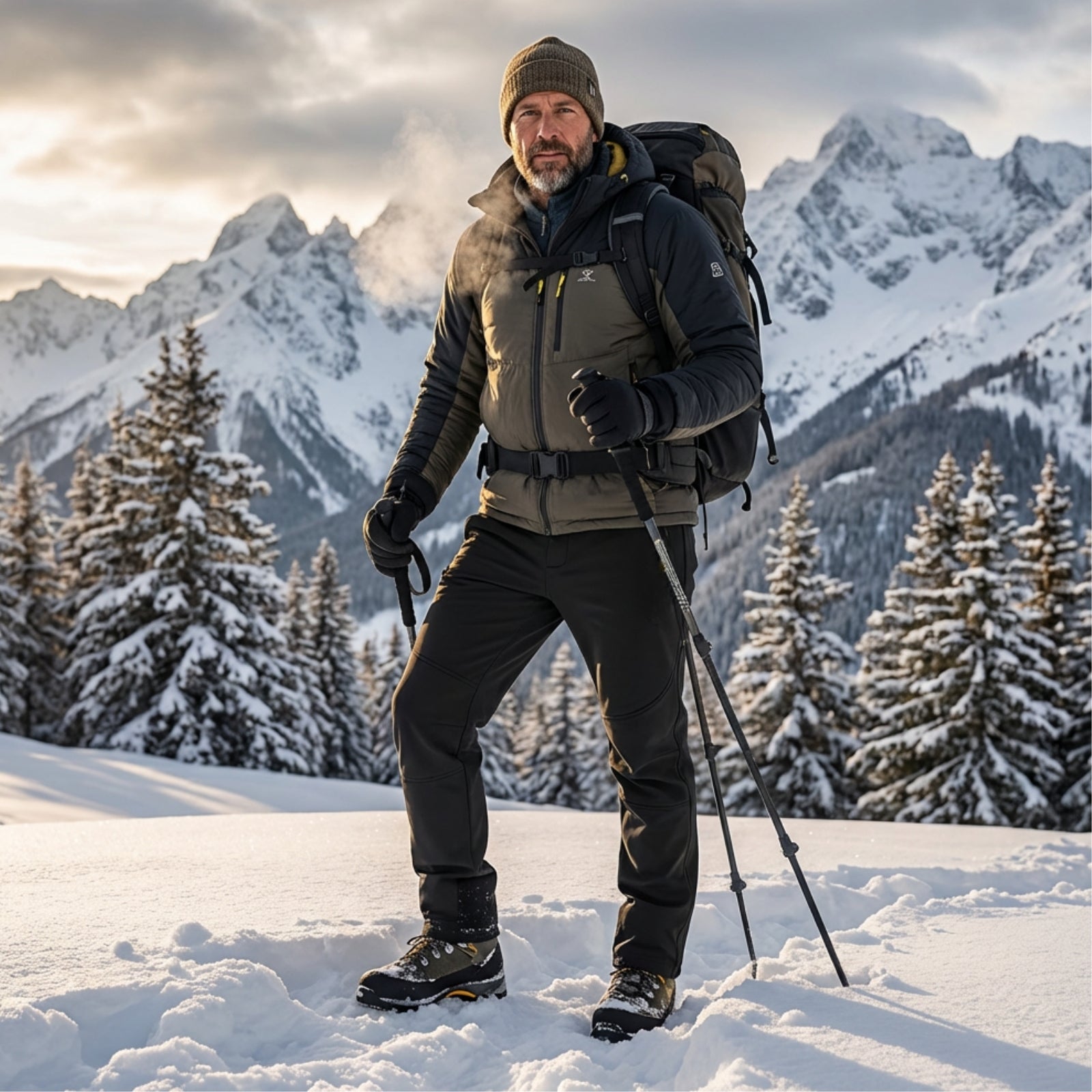 Pantalon Polaire Randonnée Homme portée en montagne - Noir - Gris - Bleu Marine
