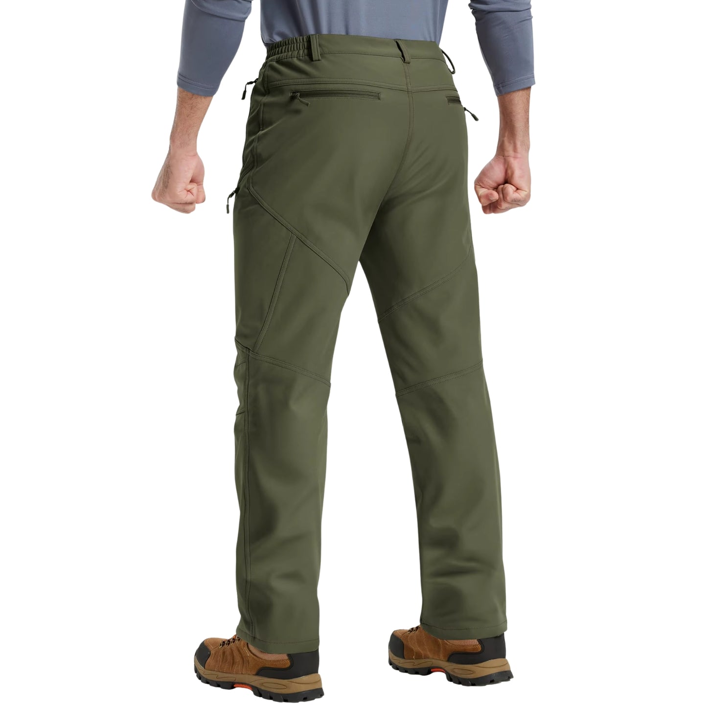 Pantalon Randonnée Chaud Homme vue arrière portée - Beige - Vert Militaire - Noir - Bleu Marine - Gris Foncé