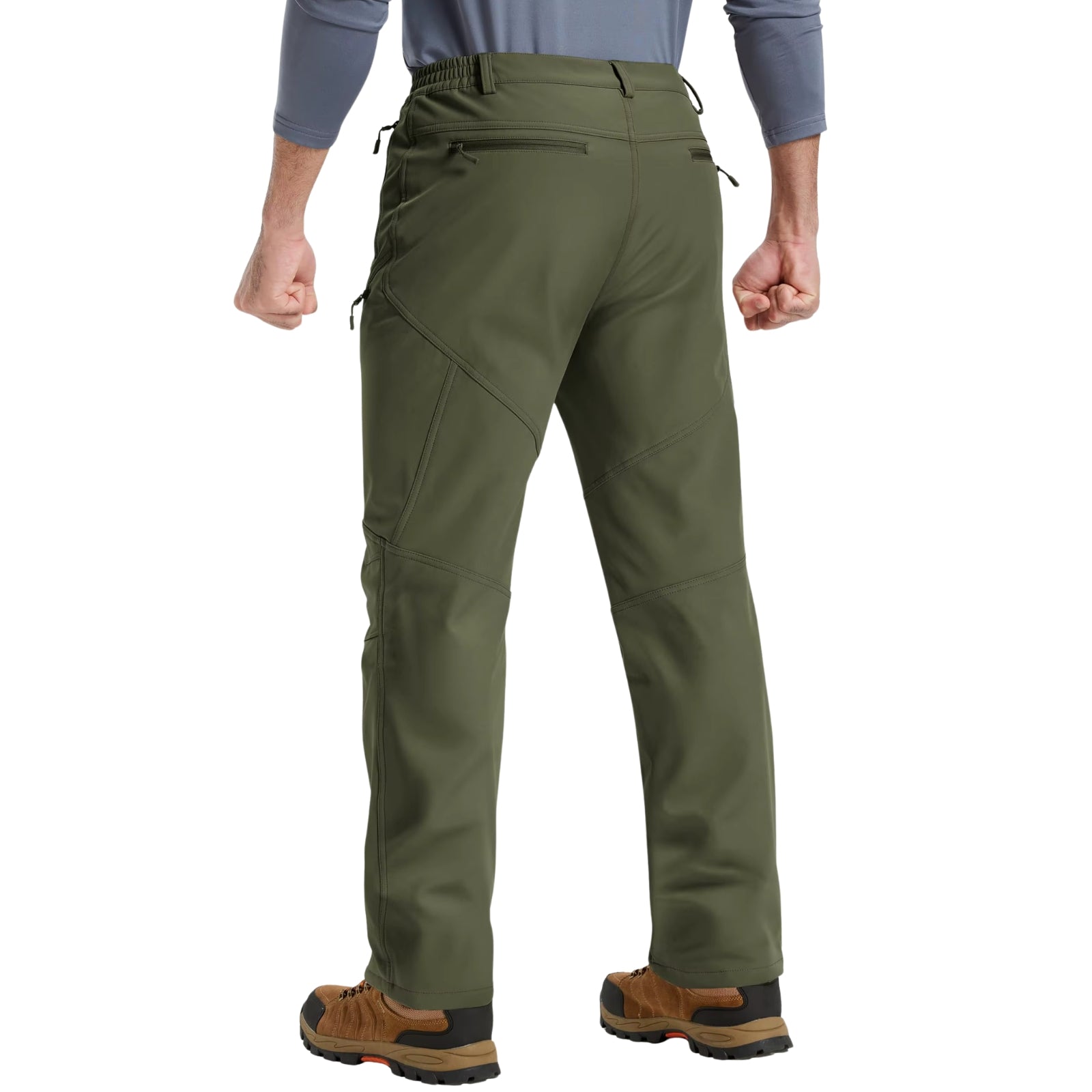 Pantalon Randonnée Chaud Homme vue arrière portée - Beige - Vert Militaire - Noir - Bleu Marine - Gris Foncé
