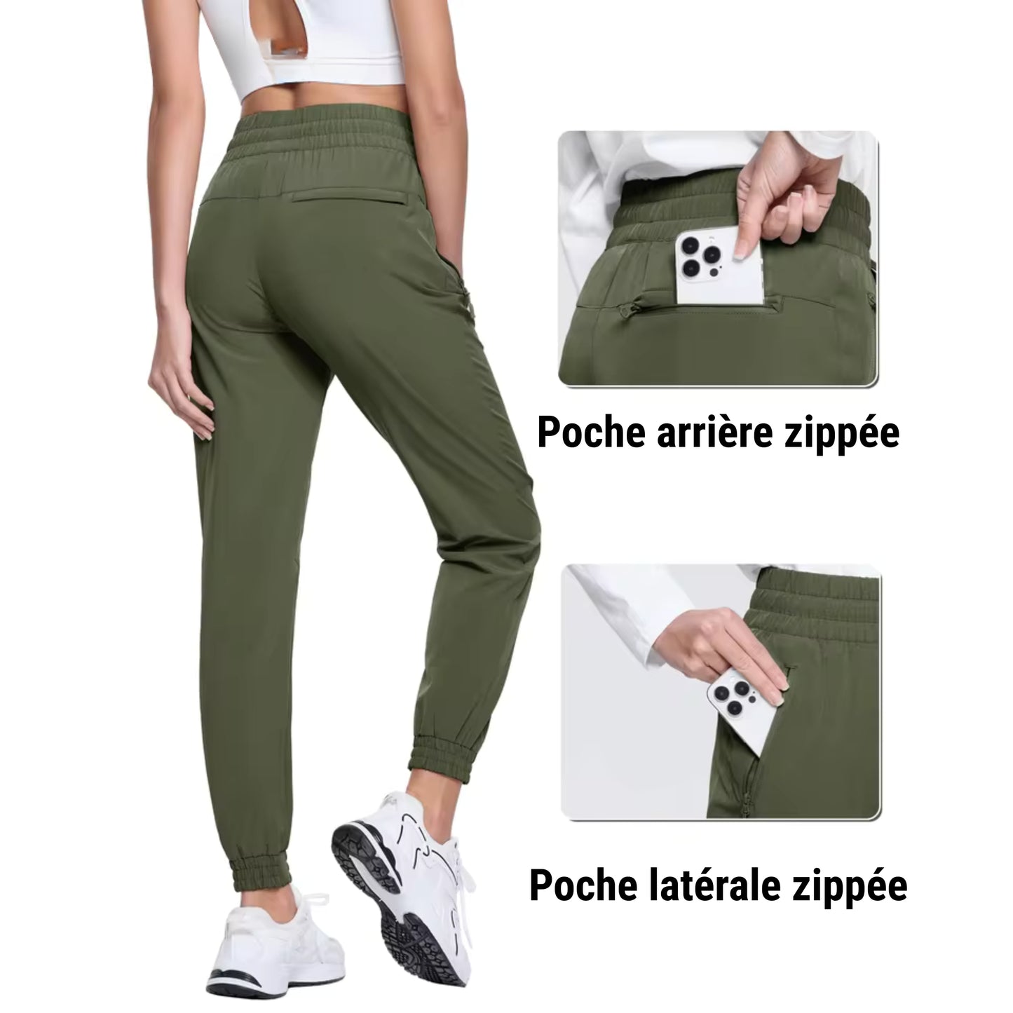 Pantalon de Randonnée Été détails poches zippées - Vert Militaire - Rouge - Bleu Clair - Bleu Marine - Kaki - Violet - Bleu Ciel - Gris Foncé - Noir - Orange - Gris Clair
