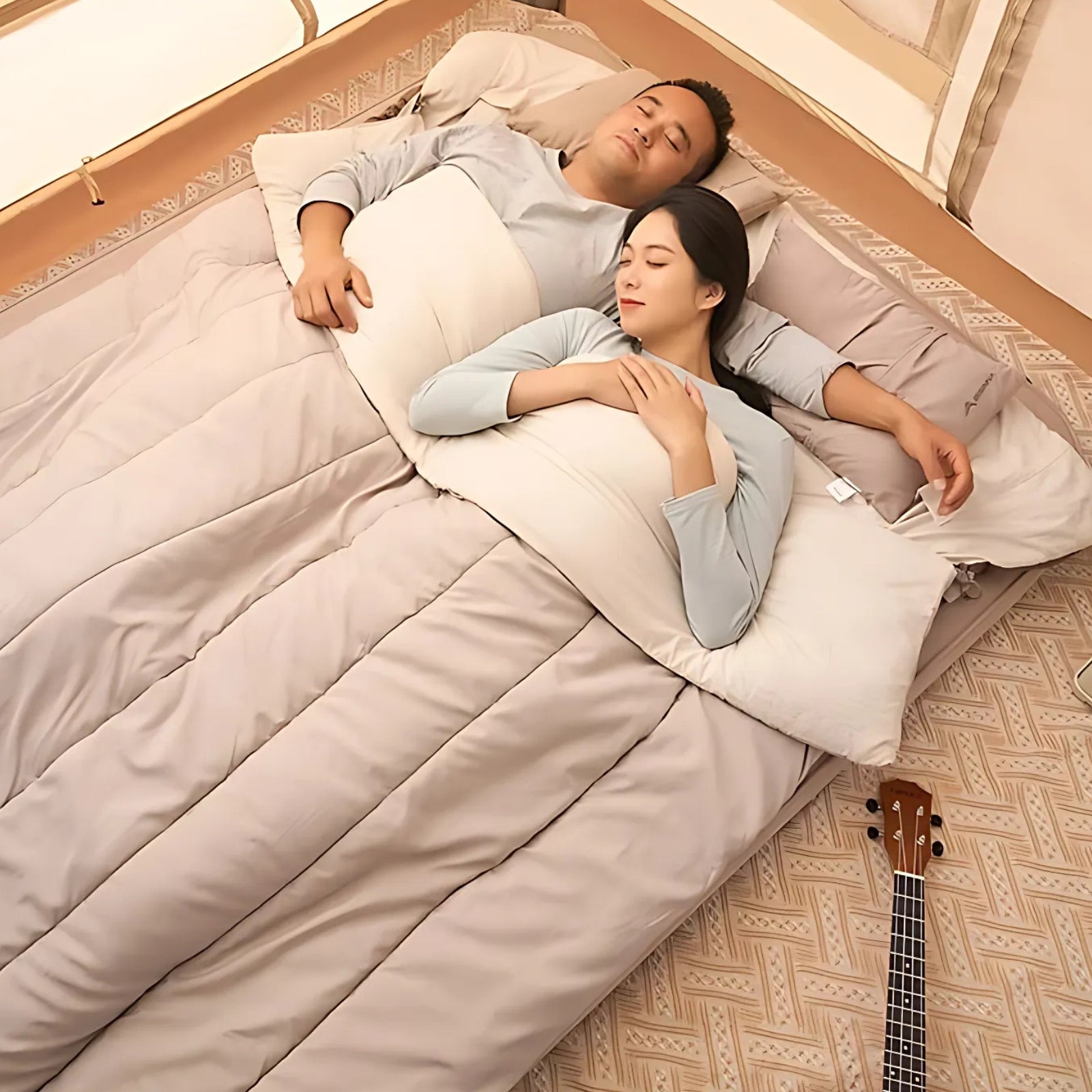 Sac De Couchage 2 Personnes Imperméable 4 Saisons - Duvet Confortable Pour Camping Et Intérieur, Chaud Même à 10°C