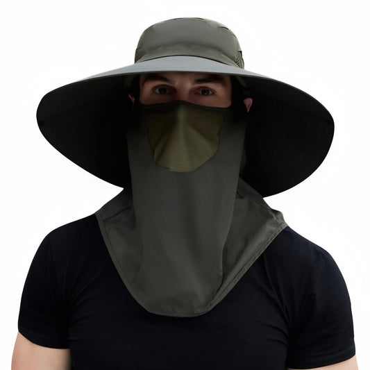 Chapeau Randonnée Anti-UV Homme - Vert Olive (combiné) - 56-60cm