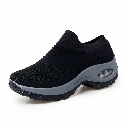 Basket de Marche Femme Sans Lacet - Noir et Gris