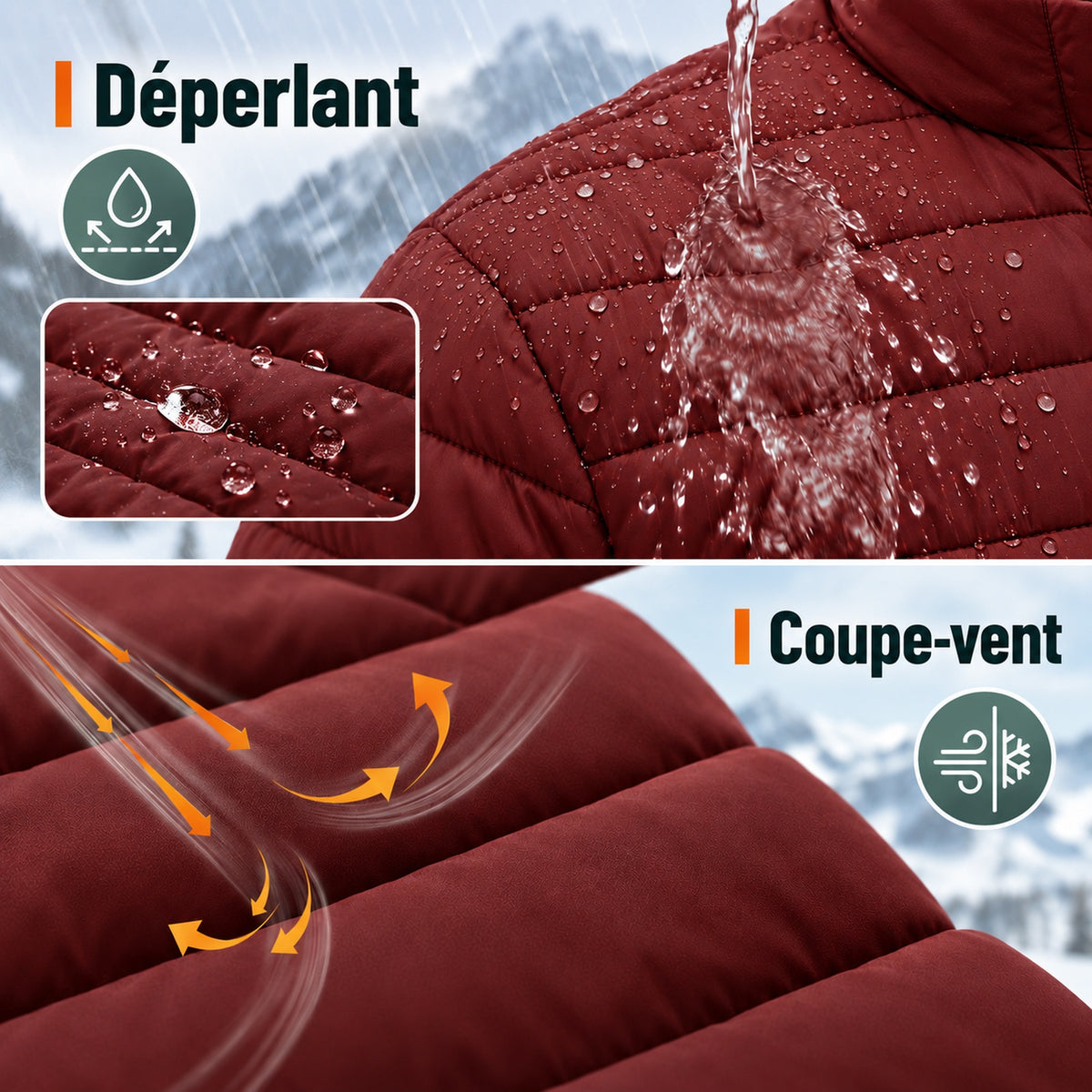 Doudoune Sherpa Homme - technologies déperlante et coupe-vent
