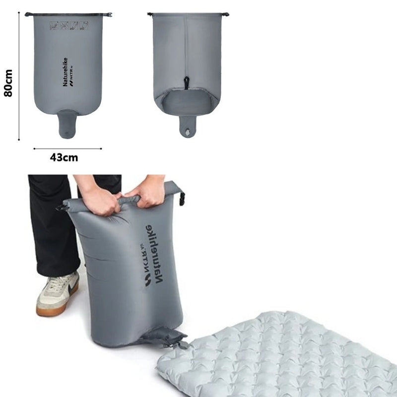 Matelas Gonflable Randonnée Ultra Léger gros plan utilisation - Beige Sable - Blanc