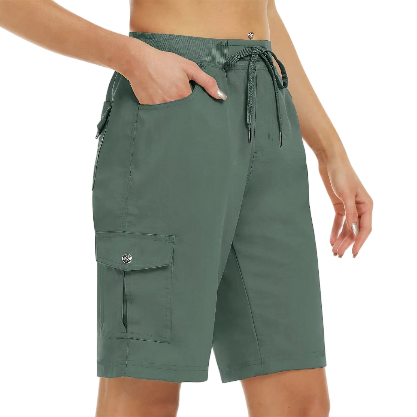 Short Long Randonnée Femme - Vert Militaire