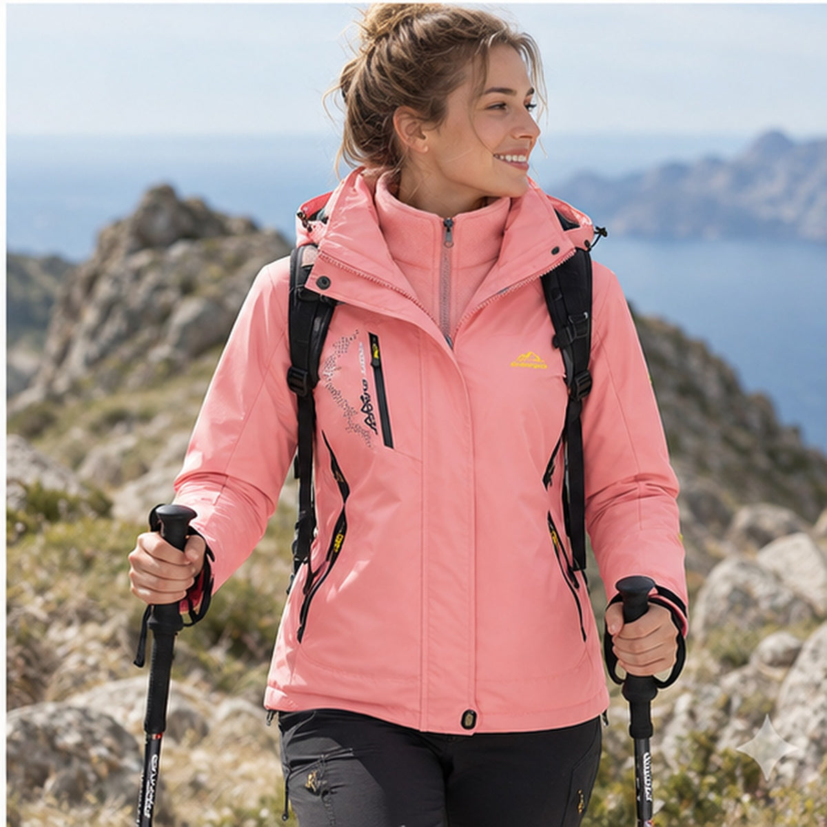 Veste 3 en 1 femme portée - coloris rose pâle