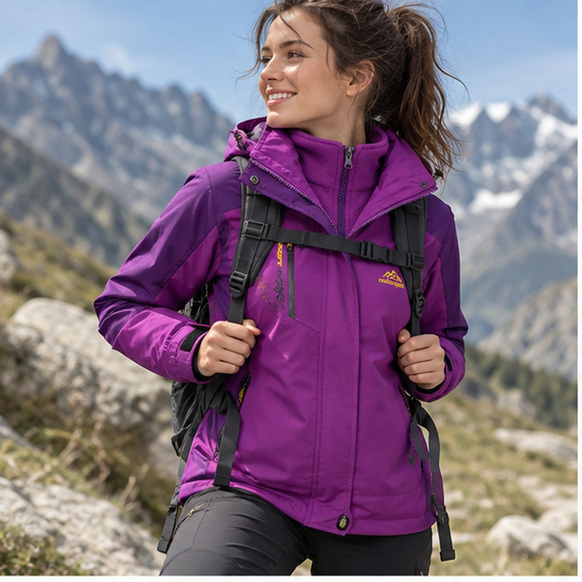 Veste 3 en 1 femme portée - coloris violet