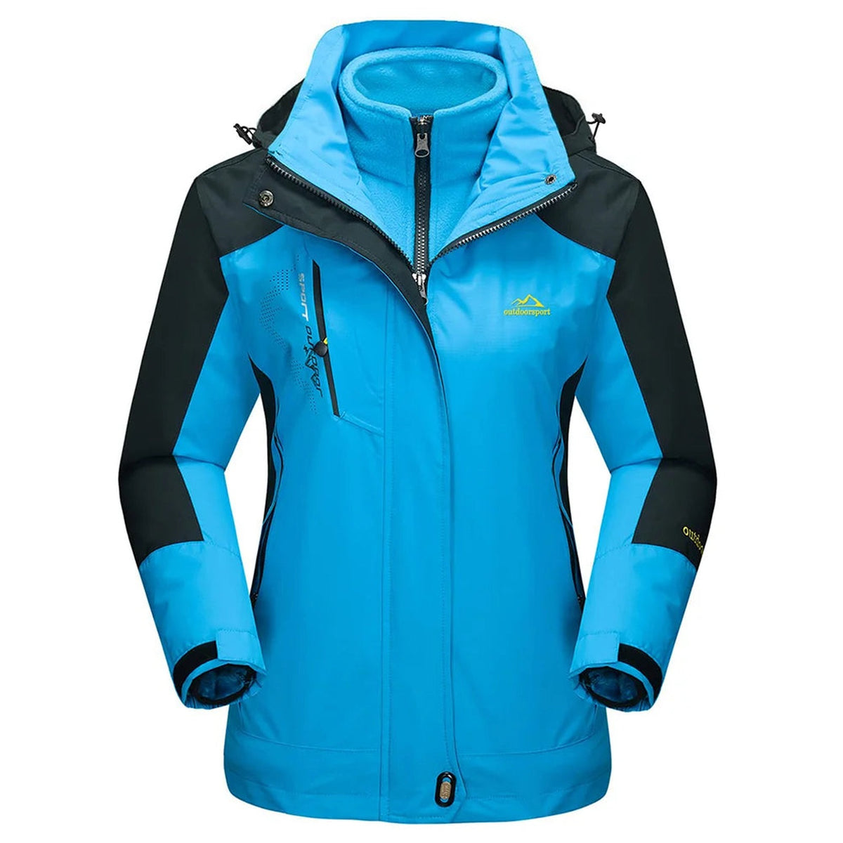 Veste 3 en 1 femme randonnée imperméable polaire - coloris bleu