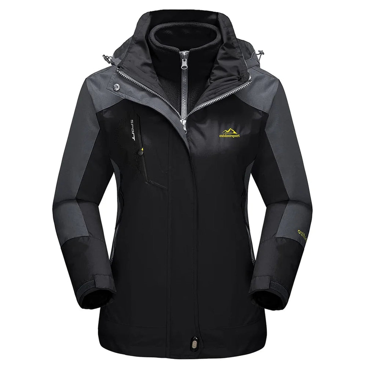 Veste 3 en 1 femme randonnée imperméable polaire - coloris noir bicolore