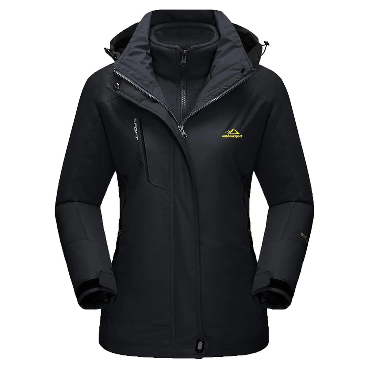 Veste 3 en 1 femme randonnée imperméable polaire - coloris noir