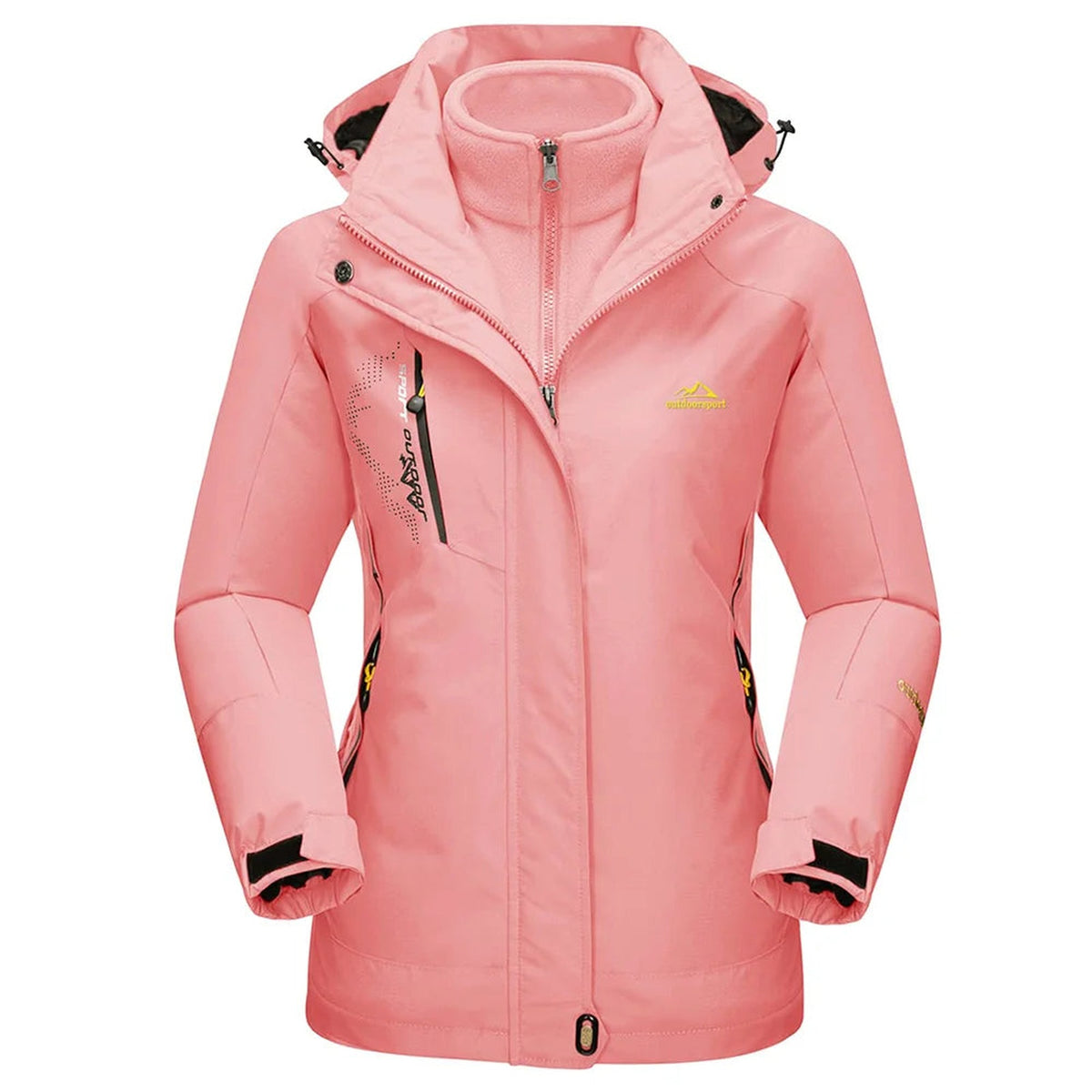 Veste 3 en 1 femme randonnée imperméable polaire - coloris rose pâle