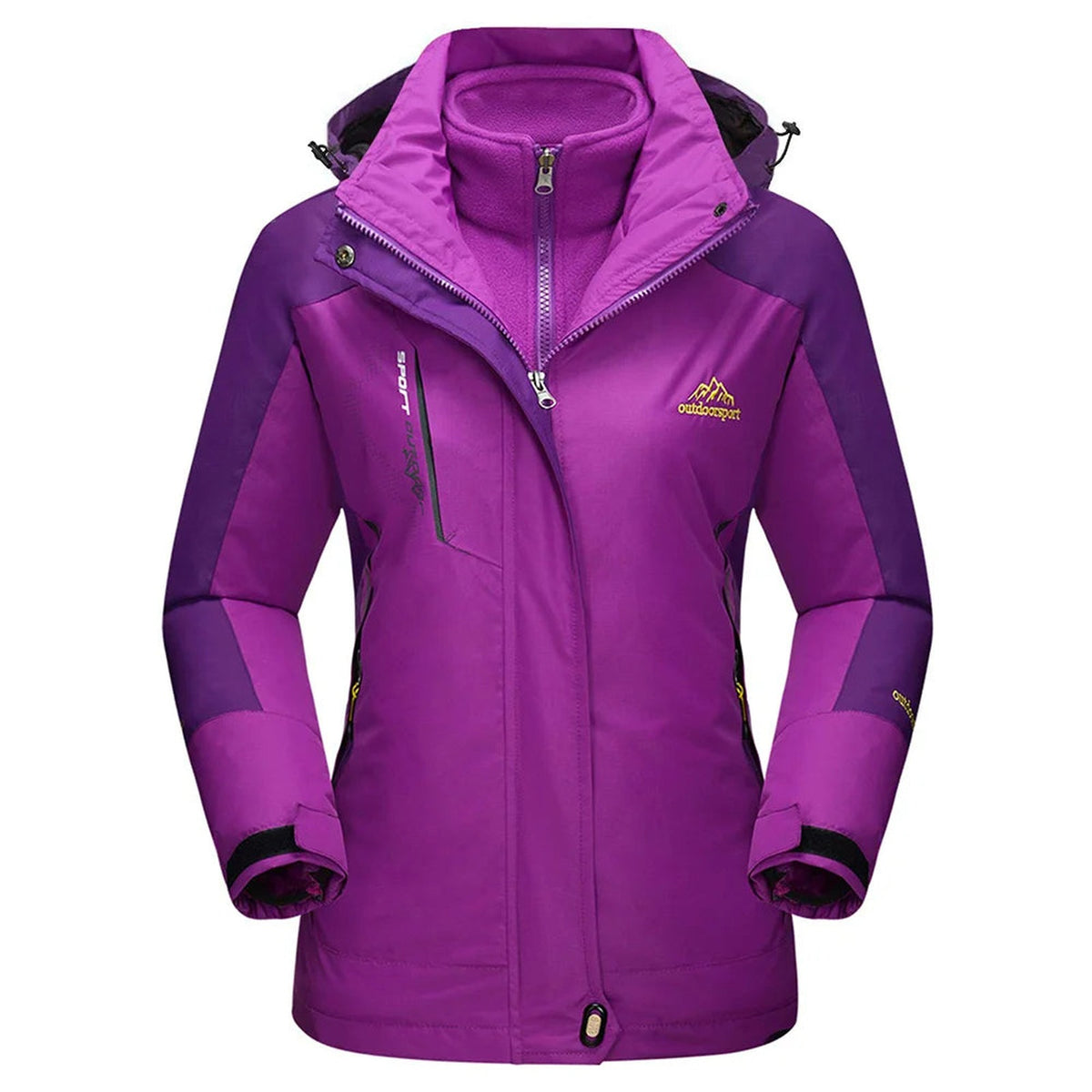 Veste 3 en 1 femme randonnée imperméable polaire - coloris violet