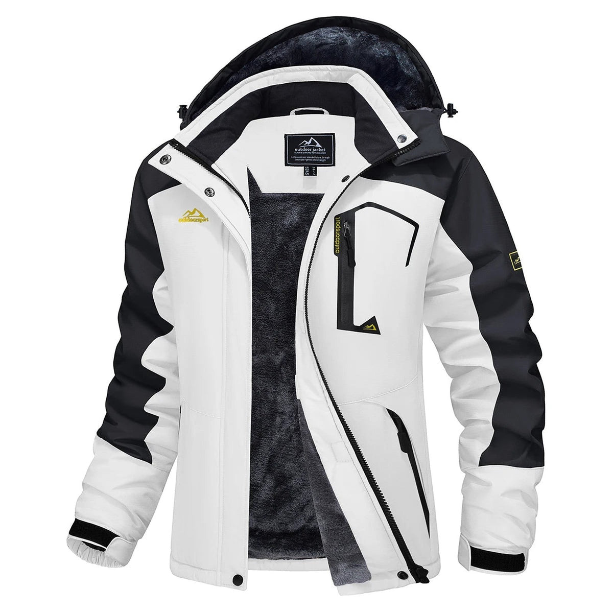 Veste Hiver Randonnée Femme Doublée Polaire - Blanc/Noir