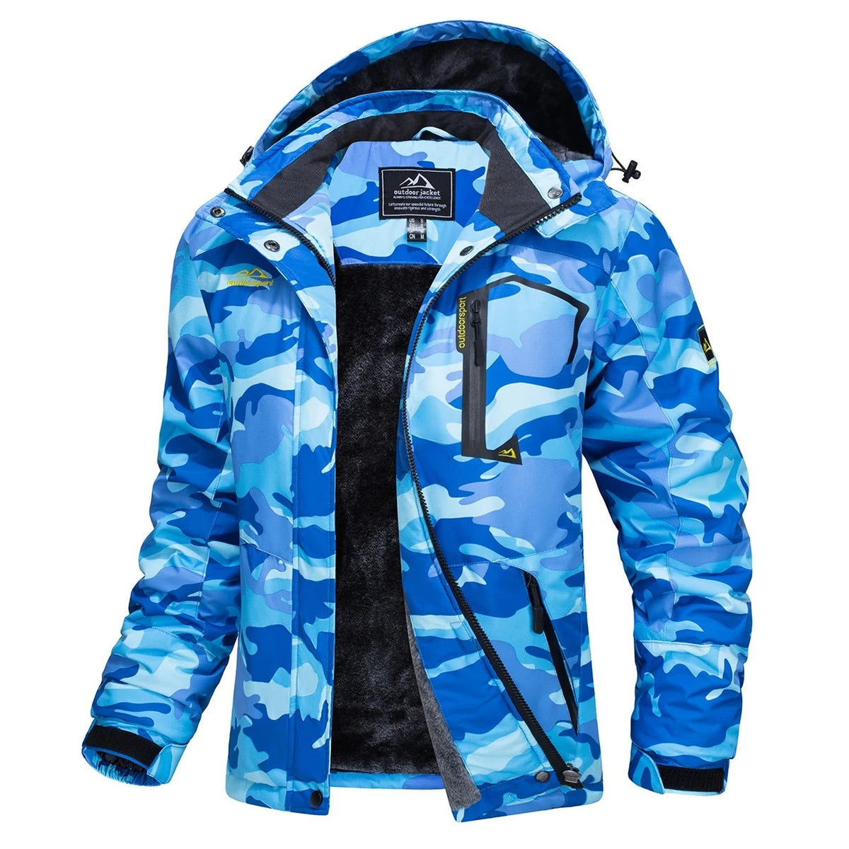Veste Hiver Randonnée Femme Doublée Polaire - Camouflage Bleu