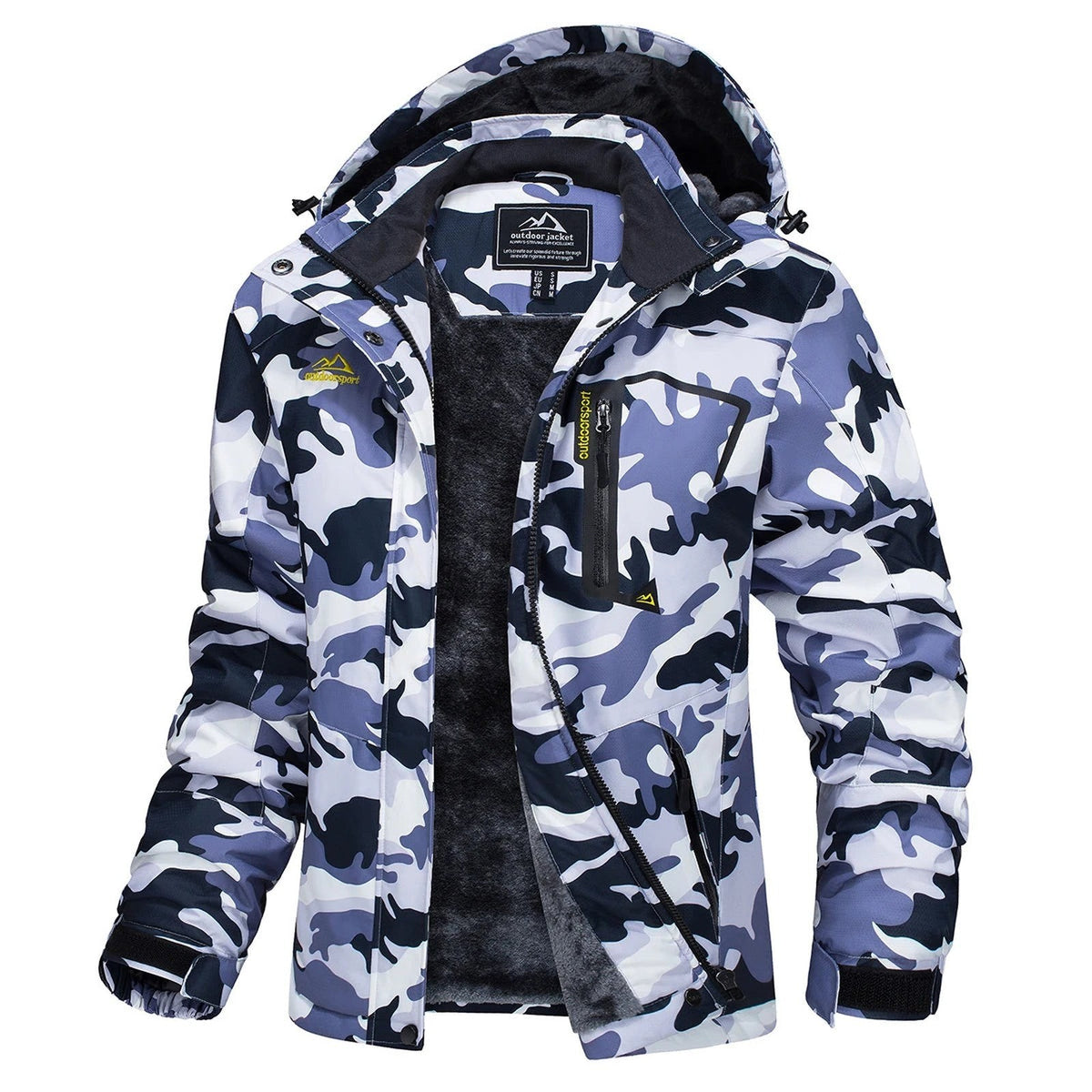 Veste Hiver Randonnée Femme Doublée Polaire - Camouflage Gris