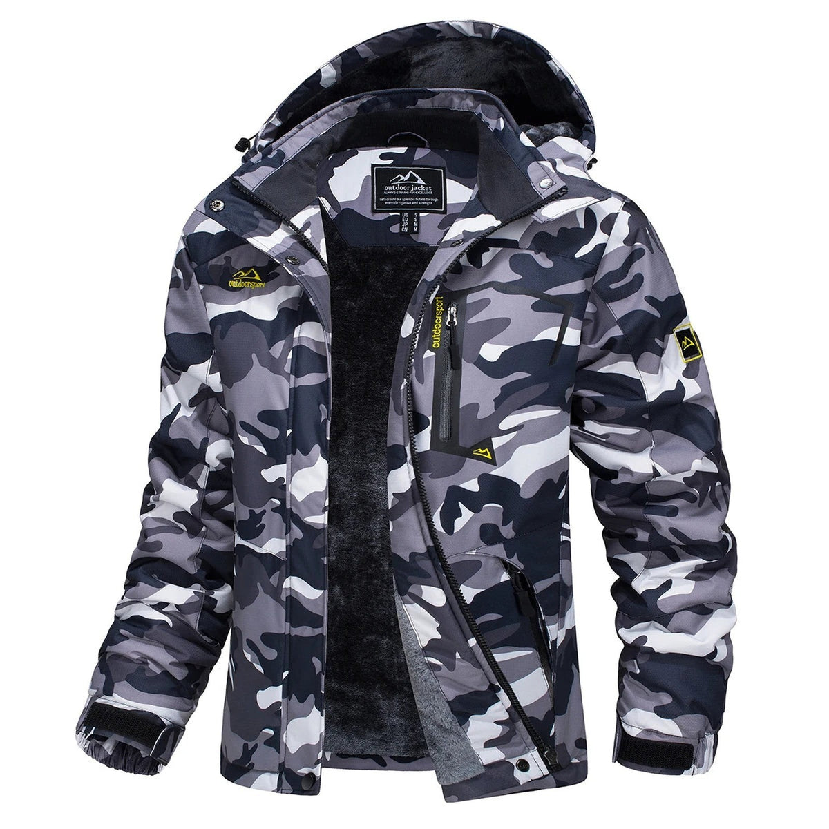 Veste Hiver Randonnée Femme Doublée Polaire - Camouflage Noir