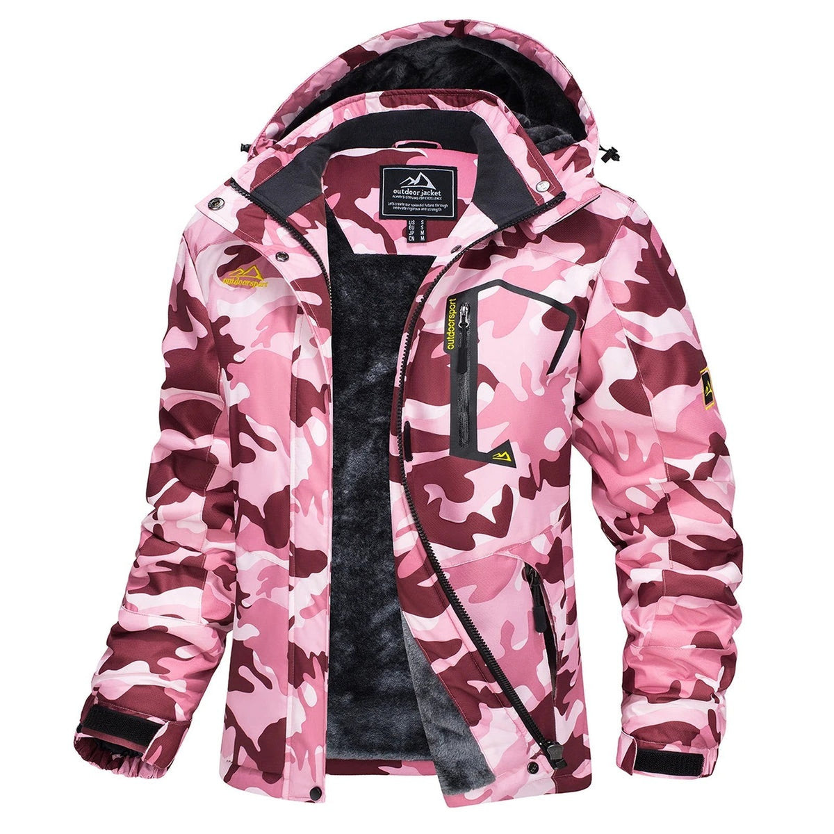 Veste Hiver Randonnée Femme Doublée Polaire - Camouflage Rose