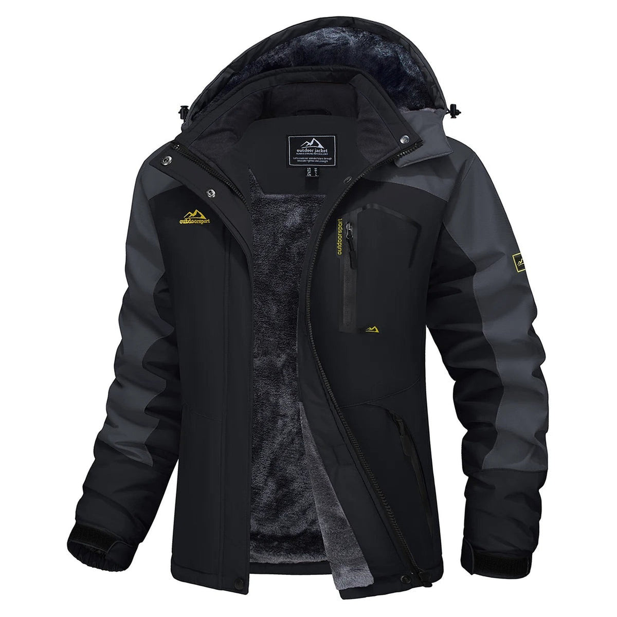 Veste Hiver Randonnée Femme Doublée Polaire - Noir/Gris