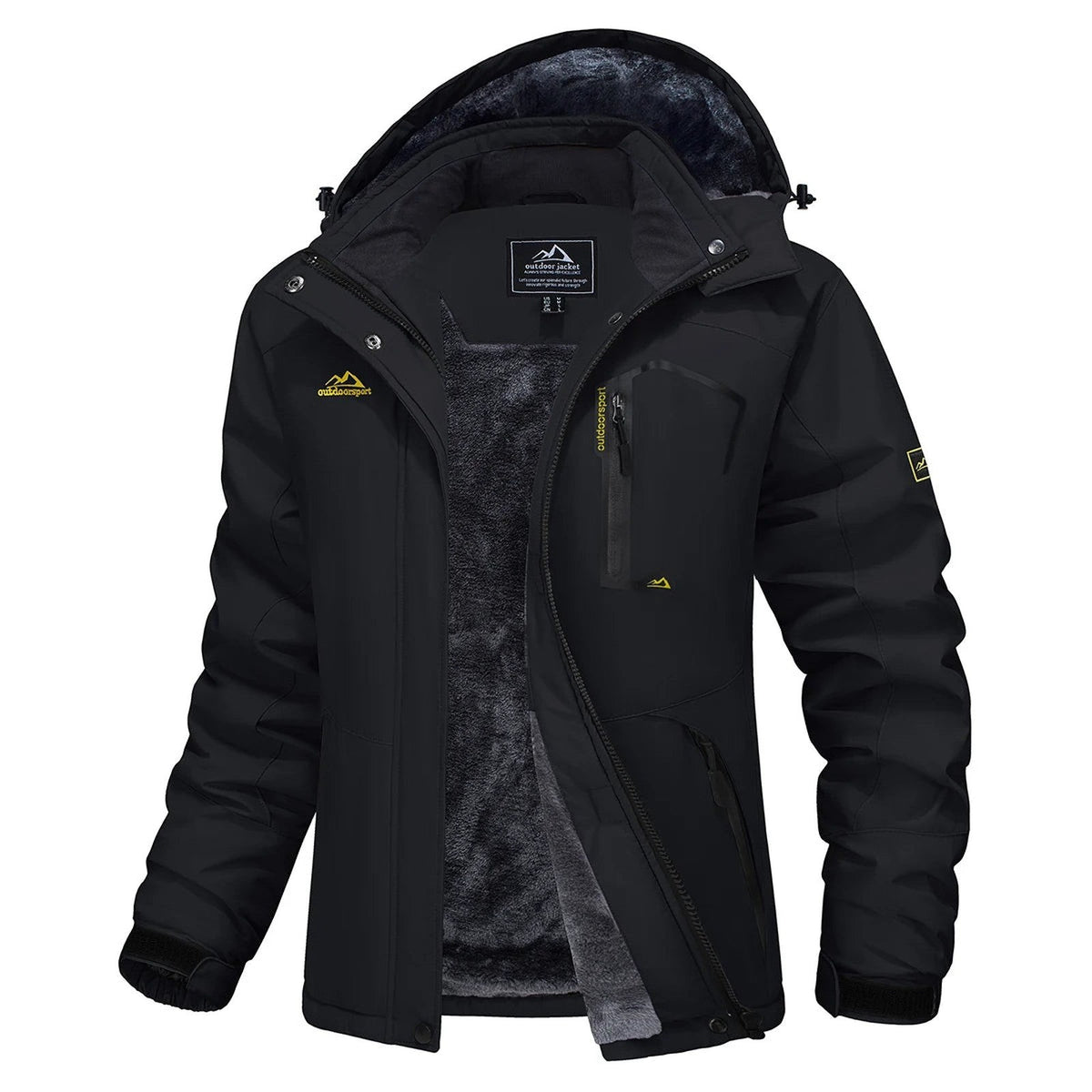 Veste Hiver Randonnée Femme Doublée Polaire - Noir